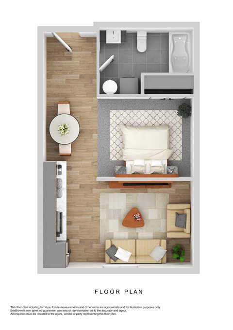 Floor plan for studio, 1 bath, 465 sqft